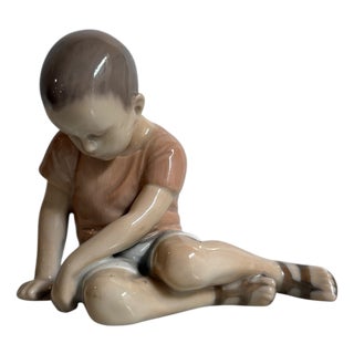 Ceramic Boy Figurine from B&G Denmark, 20th Century For Sale
