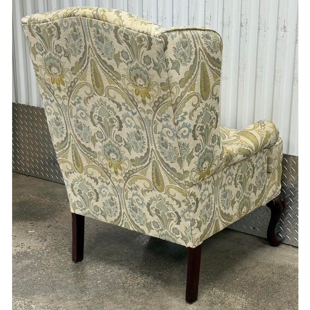 1990s Vintage Craftmaster Upholstered Wingback Chairs - A Pair For Sale - Image 5 of 11