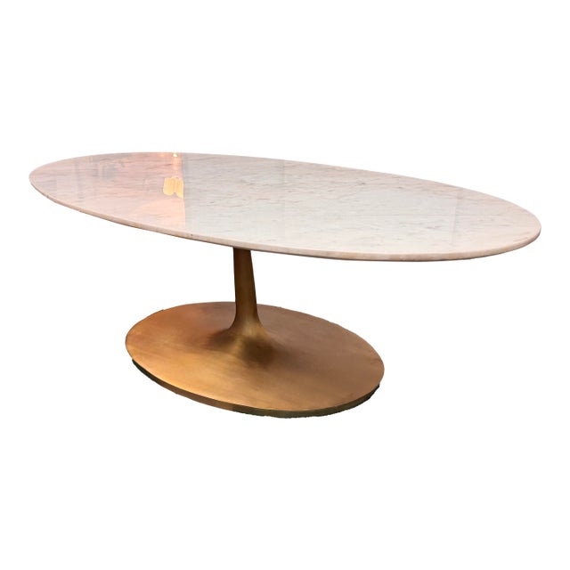 Crate & Barrel Nero White Oval Coffee Table For Sale