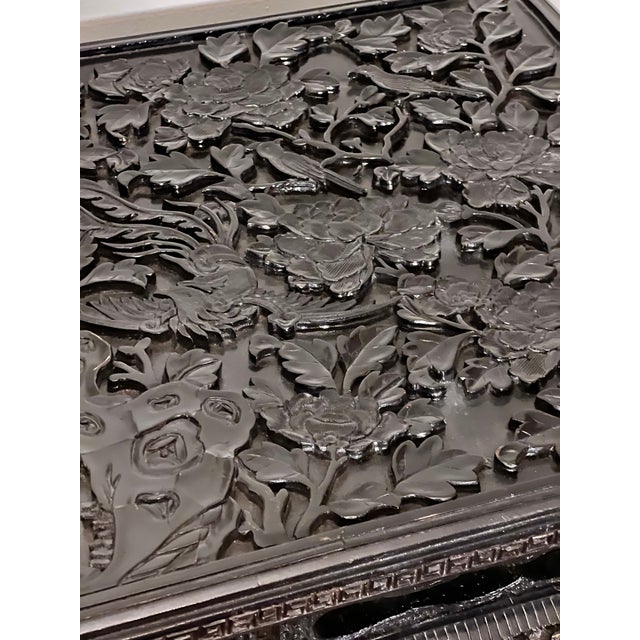 Chinese Black Lacquered Display Stand, Hardwood, Hand Carved, Rectangular, Early 20th C. For Sale - Image 10 of 18