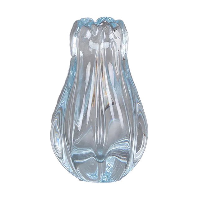 Stella Polaris Ice Blue Glass Vase by Vicke Lindstrand for Orrefors, 1960s For Sale