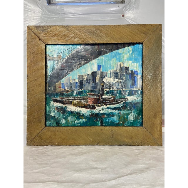 Original Impressionist Boat and Bridge Painting For Sale - Image 10 of 10
