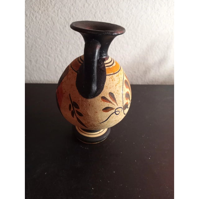Rustic Antique Hand Painted Amphora Poseidon Dual Handle Vase, Made in Greece For Sale - Image 3 of 7