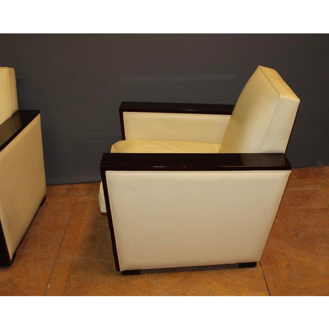 Set of Art Deco style Armchairs in Rosewood & Leather, 1980s For Sale - Image 14 of 16