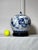 Vintage Chinoiserie Cobalt Blue and White Ceramic Porcelain Lidded Ginger With Wood Base For Sale - Image 11 of 12