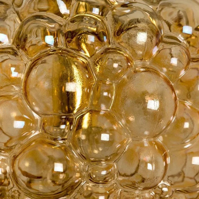Vintage German Bubbled Glass and Brass Pendant by Helena Tynell, 1970 For Sale - Image 3 of 15