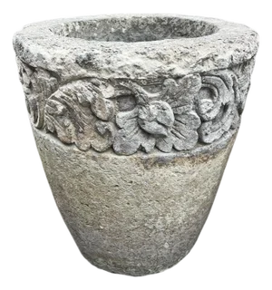 Vintage Java Rustic Floral Cement Planter