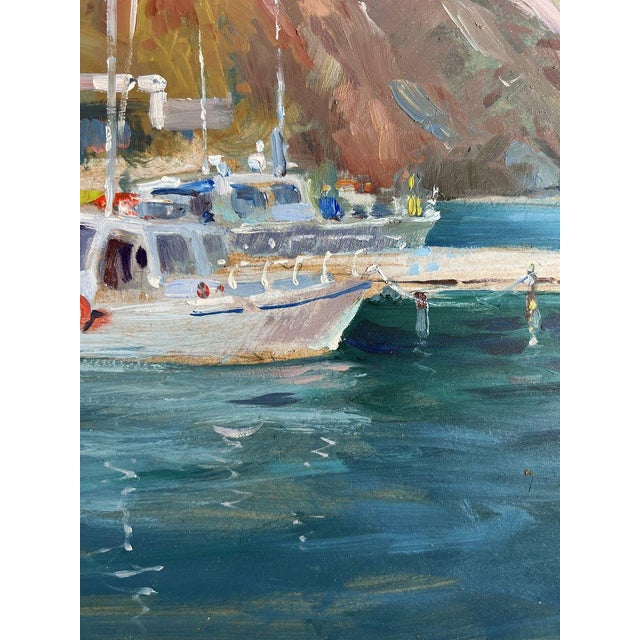 Sky Blue Oil Painting Ships on the Ferry Yuriy Suprunchuk For Sale - Image 8 of 10