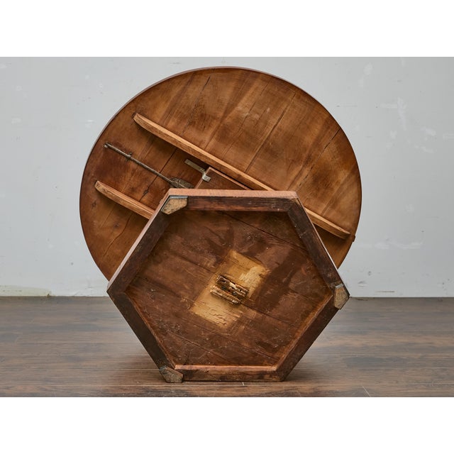 Mid 19th Century 19th Century Biedermeier Round Walnut Pedestal Table With Veneered Starburst Top For Sale - Image 5 of 10