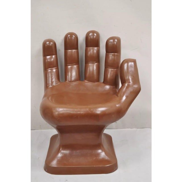 Vintage Mid Century Modern 1980s Brown Molded Plastic Hand Chair For Sale - Image 10 of 12