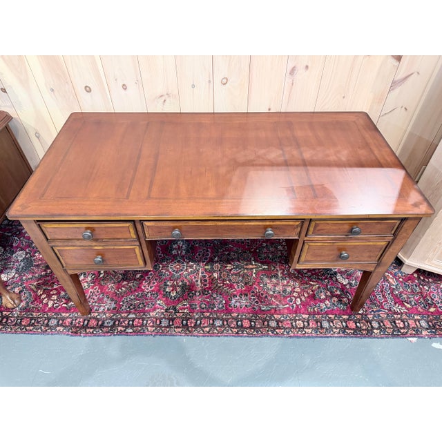 English Late 20th Century Hooker Seven Seas Cherry Bow Front Writing Desk For Sale - Image 3 of 11