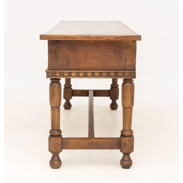 Wood Italian Baroque Style Walnut Library Table For Sale - Image 7 of 9