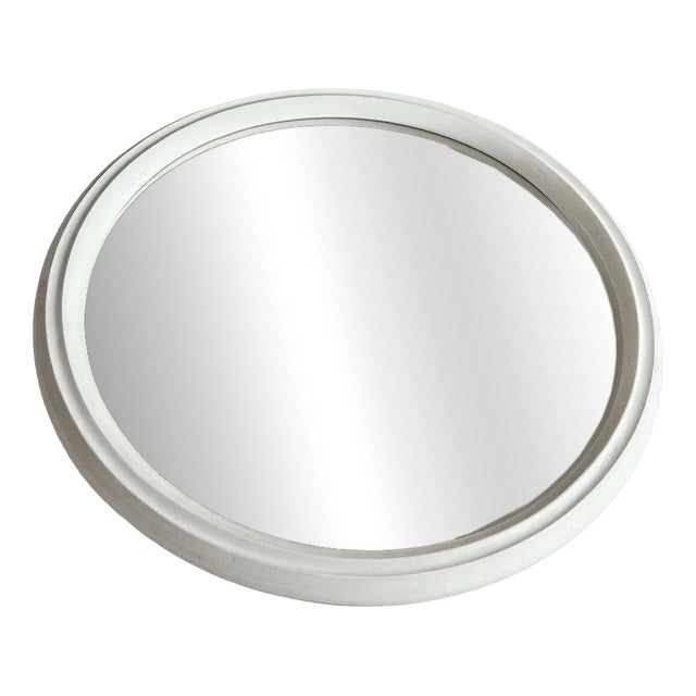 Dutch Space Age Round Wall Mirror with White Plastic Frame, 1970s For Sale