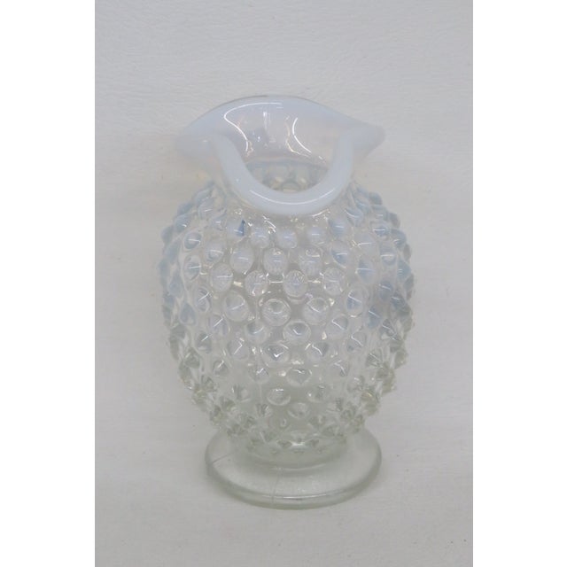 French Fenton French Glass Hobnail Opalescent Small Vase Clear White Fluted Rim 4771b For Sale - Image 3 of 14