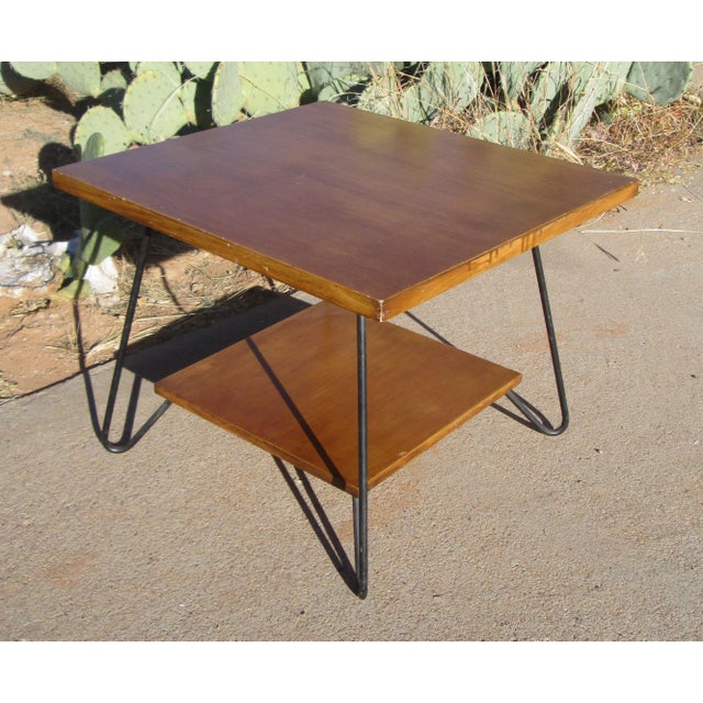 Mid 20th Century Mid Century Modern Wooden Table With Hairpin Legs For Sale - Image 9 of 12