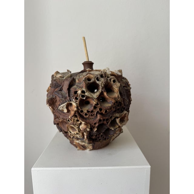 Danish Brutalist Stoneware Table Lamp by Bodil Marie Nielsen, 1970s For Sale - Image 4 of 10