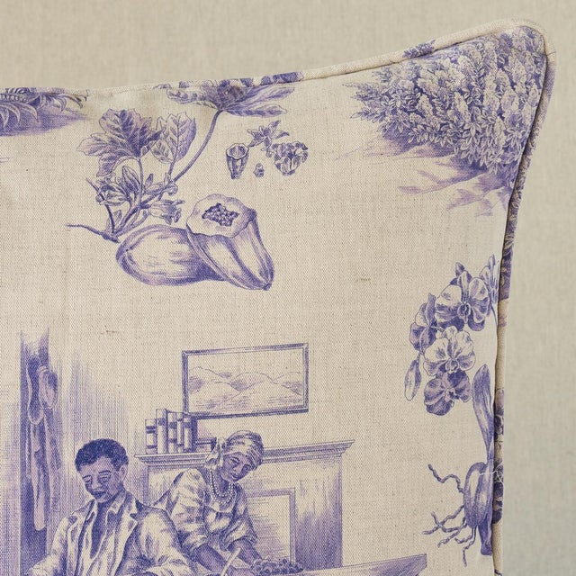 Schumacher Schumacher x Victor Glemaud Toussaint Toile 20" Pillow in Purple For Sale - Image 4 of 5