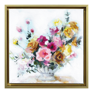 Flowers With Ruffles - Framed Abstract Colorful Still Life Mixed Media Original Artwork by Kellie Newsome