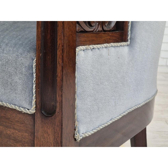 Danish Lounge Chair in Light Blue Furniture Velour, 1950s For Sale - Image 13 of 18