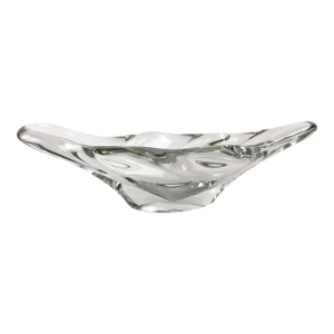 Daum France Signed Freeform Clear Crystal Centerpiece Bowl, Mid-Century
