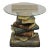 Late 20th Century Vintage Figural Faux Book Form Stacked Round Glass Top Side Table For Sale