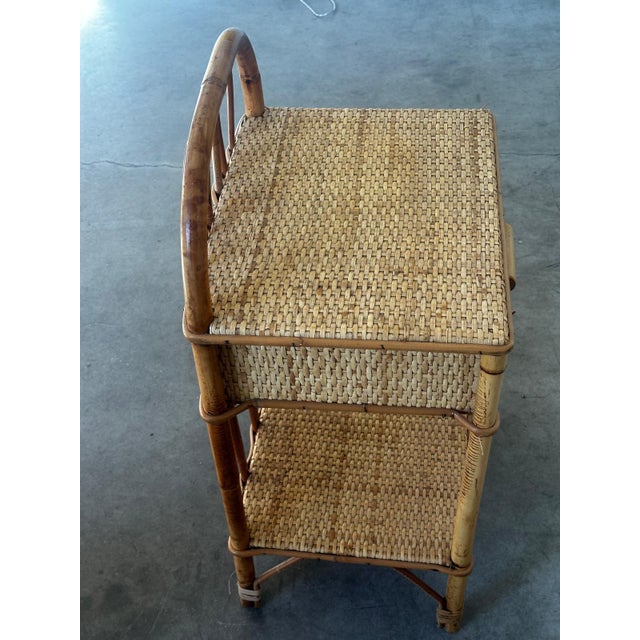 Wood Vintage Bedside Tables in Rattan and Woven Wicker, Italy, 1970s, Set of 2 For Sale - Image 7 of 18