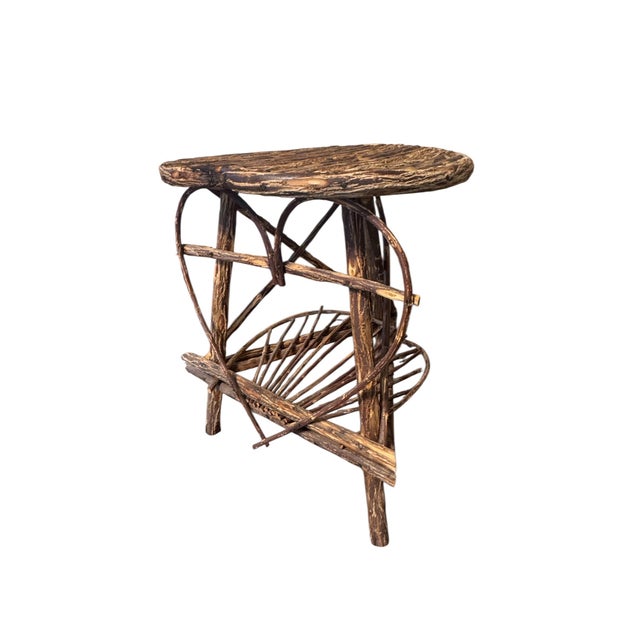 Late 20th Century Late 20th Century 2 Heart-Shaped Adirondack Bentwood End Tables For Sale - Image 5 of 11