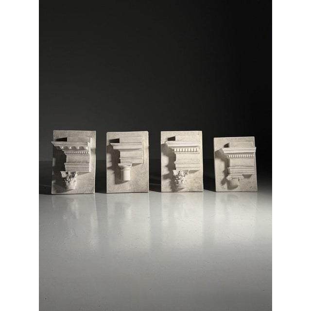Decorative set of four English plaster architectural studies, depicting the Corinthian, Tuscan, Composite, and Ionic...