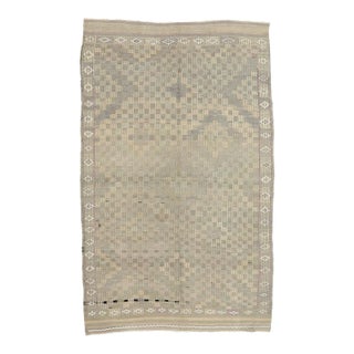 Mid 20th Century Mid 20th Century Washed Out Vintage Ebroidered Kilim For Sale