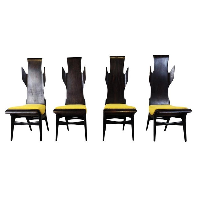 Mid-Century High Back Flame Dining Chairs from Dante Latorre, 1950s, Set of 4 For Sale - Image 12 of 12