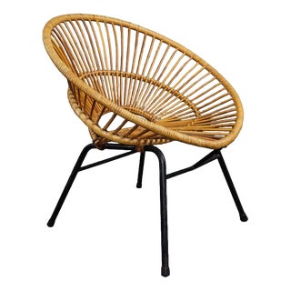 Dutch Rattan Lounge Chair, 1960s For Sale