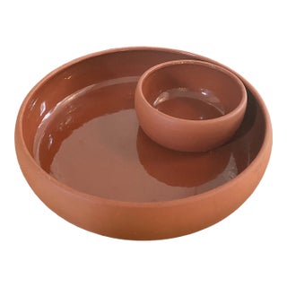 Vintage Terracotta Southwest Chip and Dip Bowl Set- 1 Piece For Sale