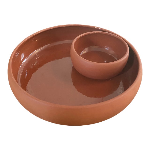 Vintage Terracotta Southwest Chip and Dip Bowl Set- 1 Piece For Sale