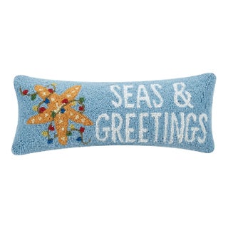 Seas and Greetings Hook Pillow 8" x 20" For Sale