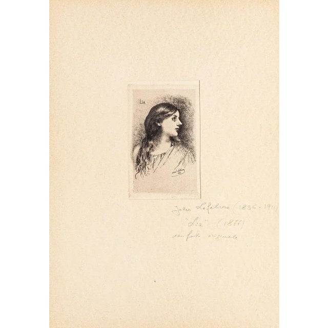 Image dimensions: 12 x 7.5 cm. Lia is an original modern artwork realized in 1877 by Jules Lefebvre. Original etching on...