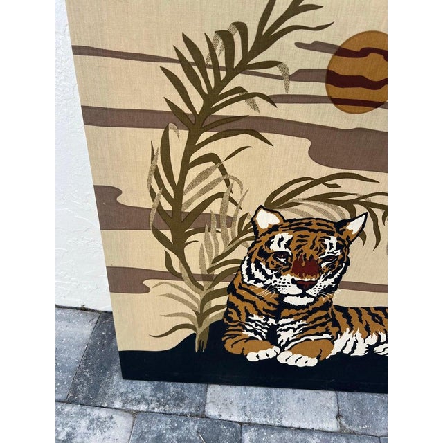 1977 Domus Textiles Hand Printed Tiger Art by Joan Spatrizano For Sale - Image 11 of 18