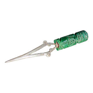 Vintage Mexican Modernist Sterling Silver and Green Onyx Letter Opener, Mexico, 925