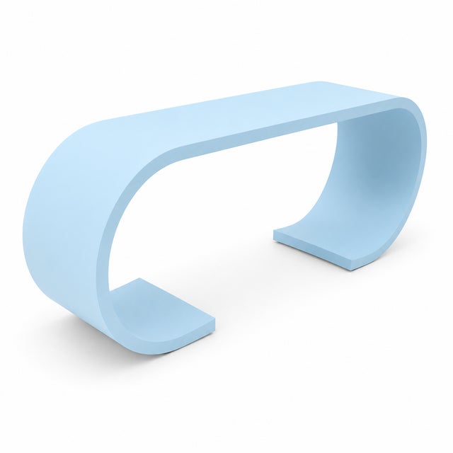 Mid-Century Modern Mid Century Modern Waterfall Style Console Baby Blue For Sale - Image 3 of 4