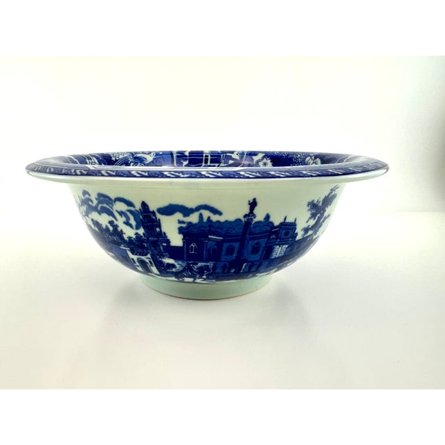 Early 20th Century Antique Staffordshire Blue & White Transferware Bowl With Landscape For Sale - Image 5 of 11