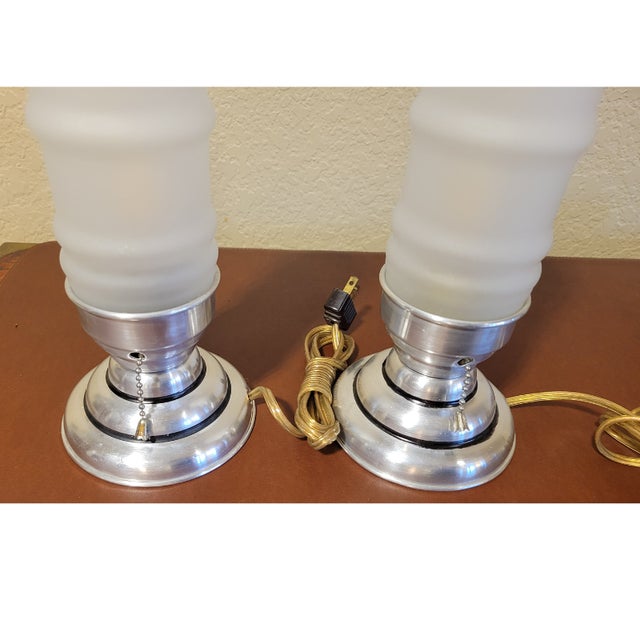 Pair of Antique Art Deco Bullet Lamps For Sale - Image 9 of 9