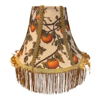 Unique Lamp Shade in Persimmon Botanical Print With Gold Trim For Sale
