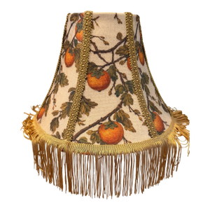Unique Lamp Shade in Persimmon Botanical Print With Gold Trim