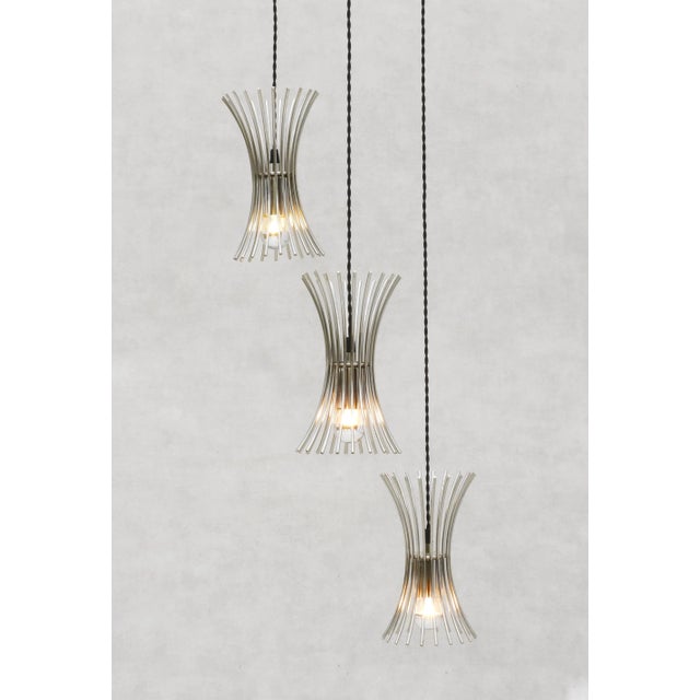 Space Age Chrome 3-Light Cascade Chandelier, 1970s For Sale - Image 4 of 10