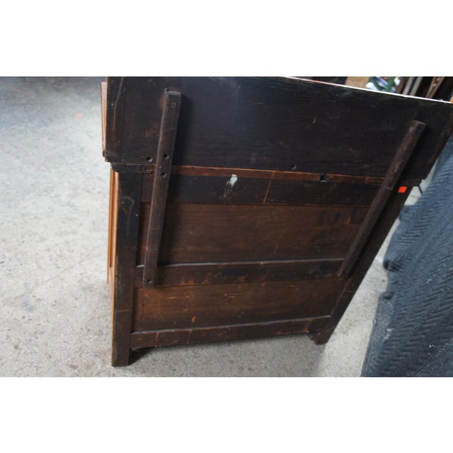 Wood Antique Late Victorian Oak 3 Drawer Chest Washstand & Towel Bar Rack Dry Sink For Sale - Image 7 of 11