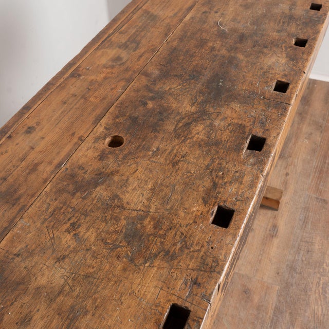 Wood Early 20th Century Rustic Console Table Workbench For Sale - Image 7 of 17