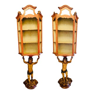 19th Century Putti Figure Vitrines - a Pair For Sale