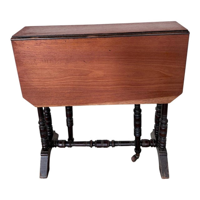 Small Victorian Teak and Mahogany Gateleg Side Table, 1890s For Sale - Image 9 of 10