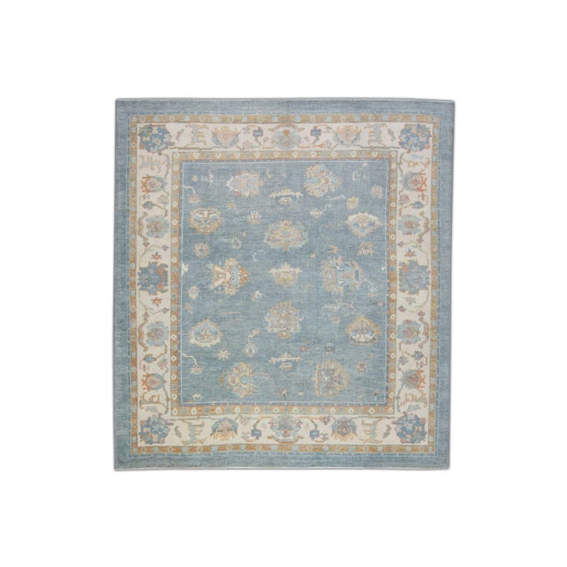 Modern Turkish Oushak Rug 9'4" x 9'9" For Sale - Image 10 of 10