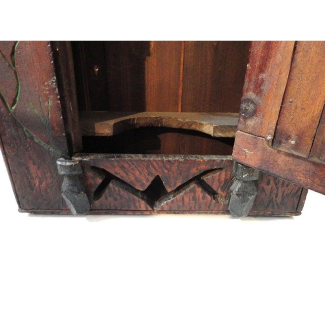 Fantastic 19thc Folk Art Hand Carved & Original Painted Cabinet W/Mirror For Sale In Los Angeles - Image 6 of 10