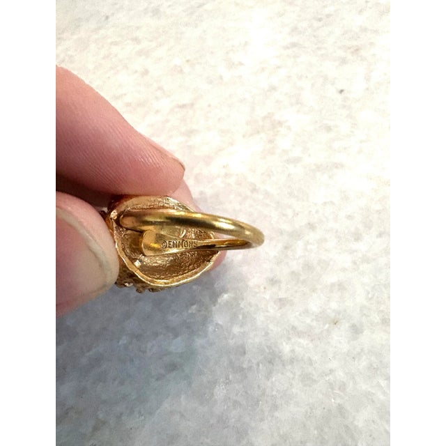 Mid 20th Century Mid-Century Emmons Brutalist Goldtone Cocktail Ring With Citrine - Size 7.5 For Sale - Image 5 of 7